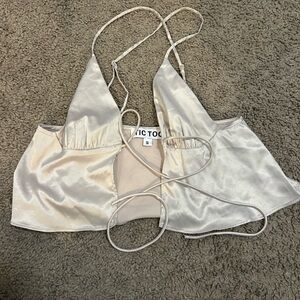 Chic White Satin Crop Top